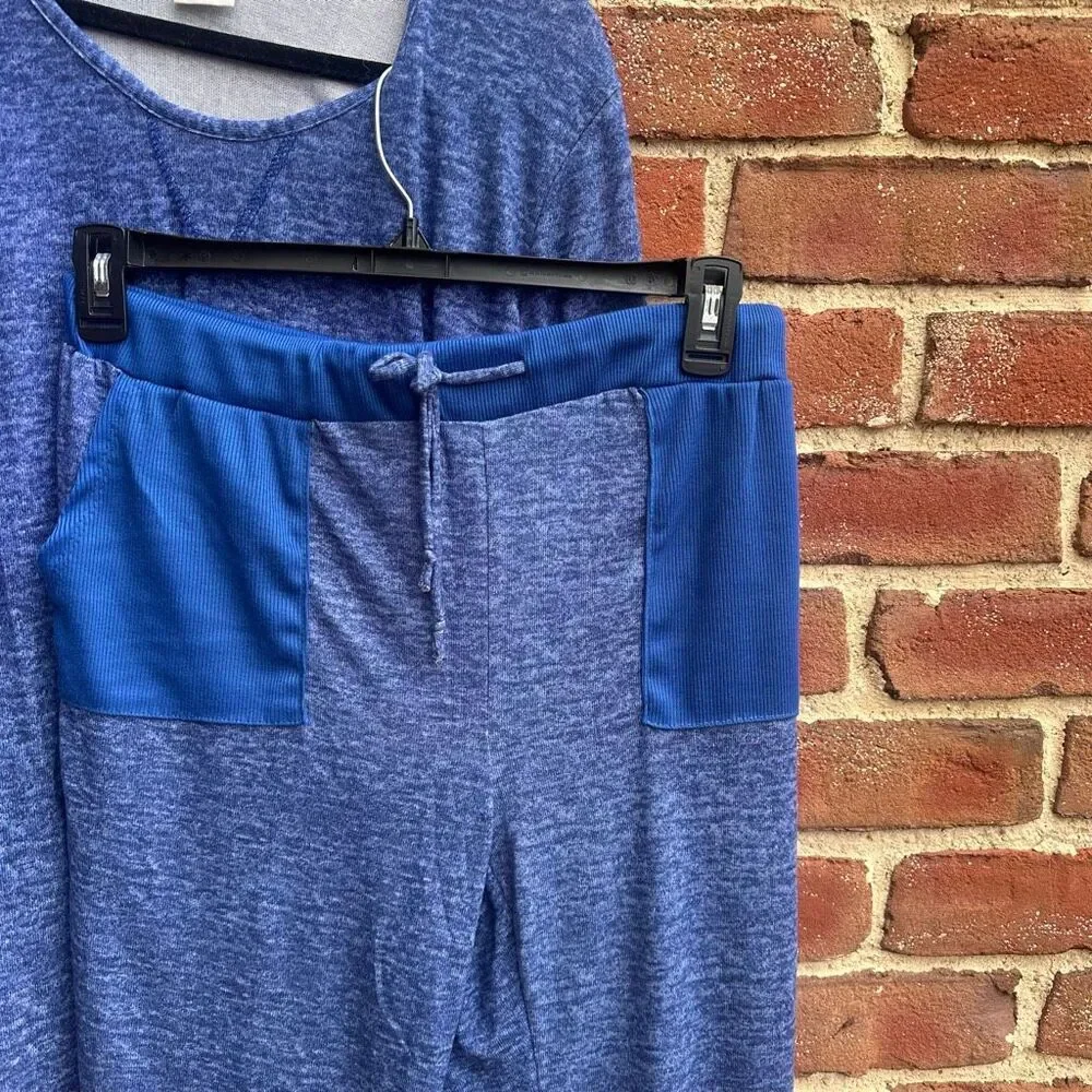 Catherine Malandrino $69 Jogger 2Pc Lounge PJ Set Blue 2X NEW